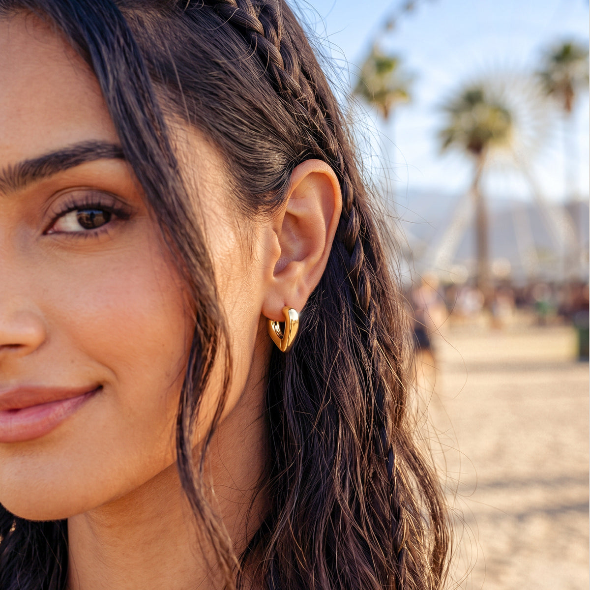 Curved Heart Earrings