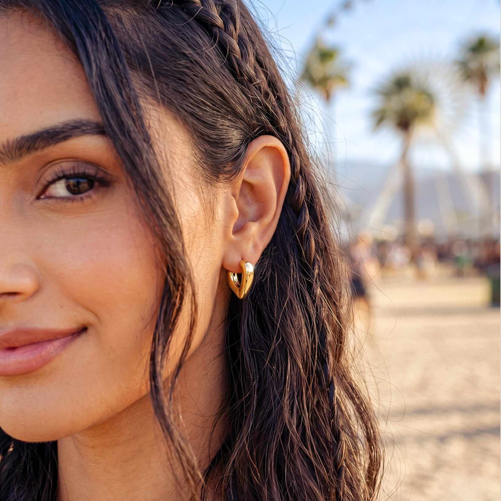 Curved Heart Earrings