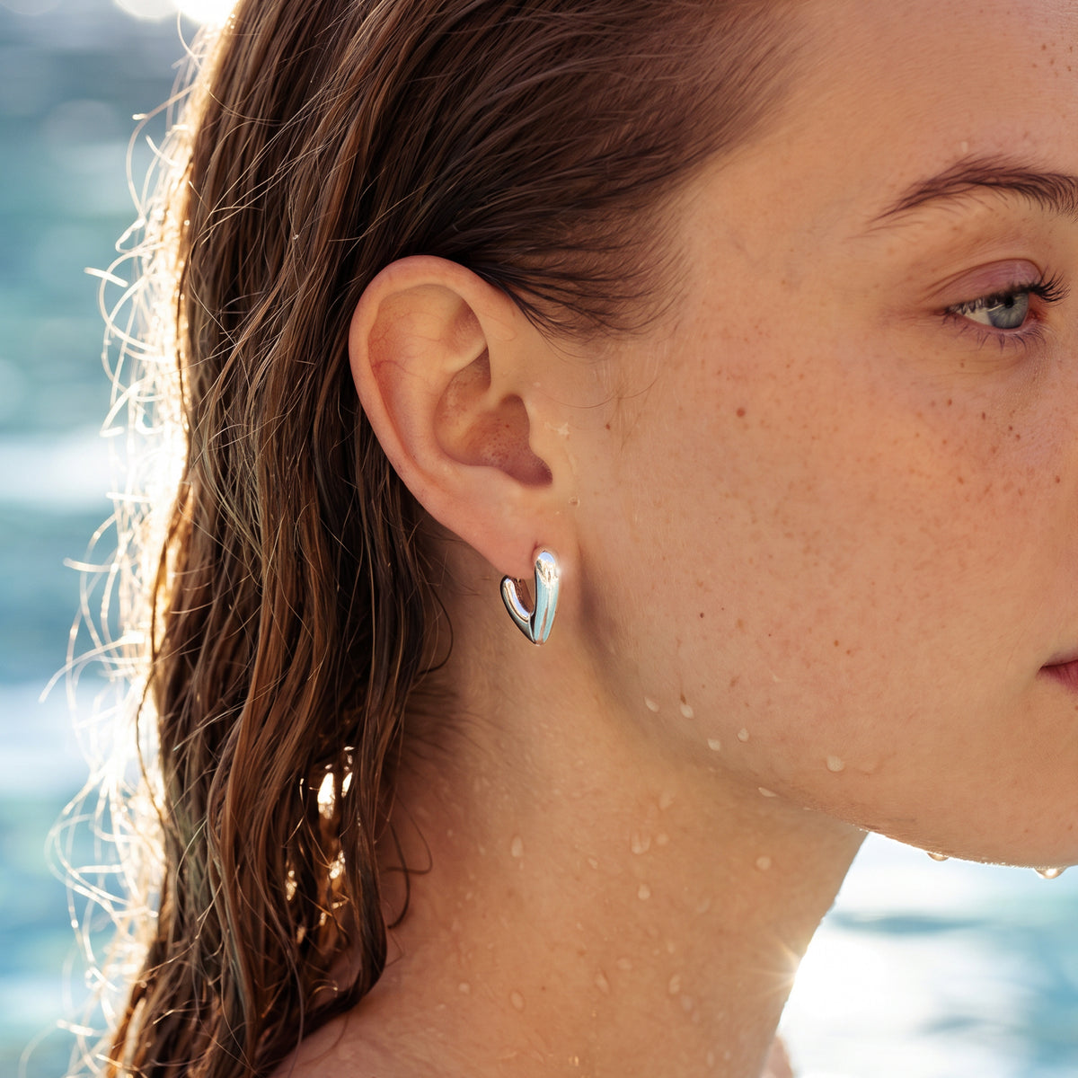 Curved Heart Earrings
