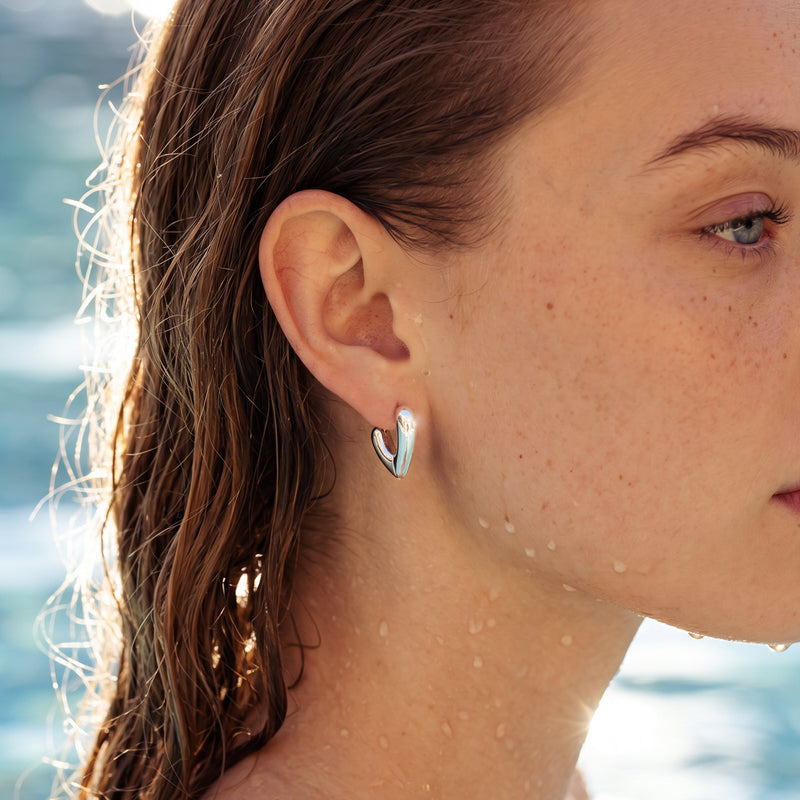Curved Heart Earrings
