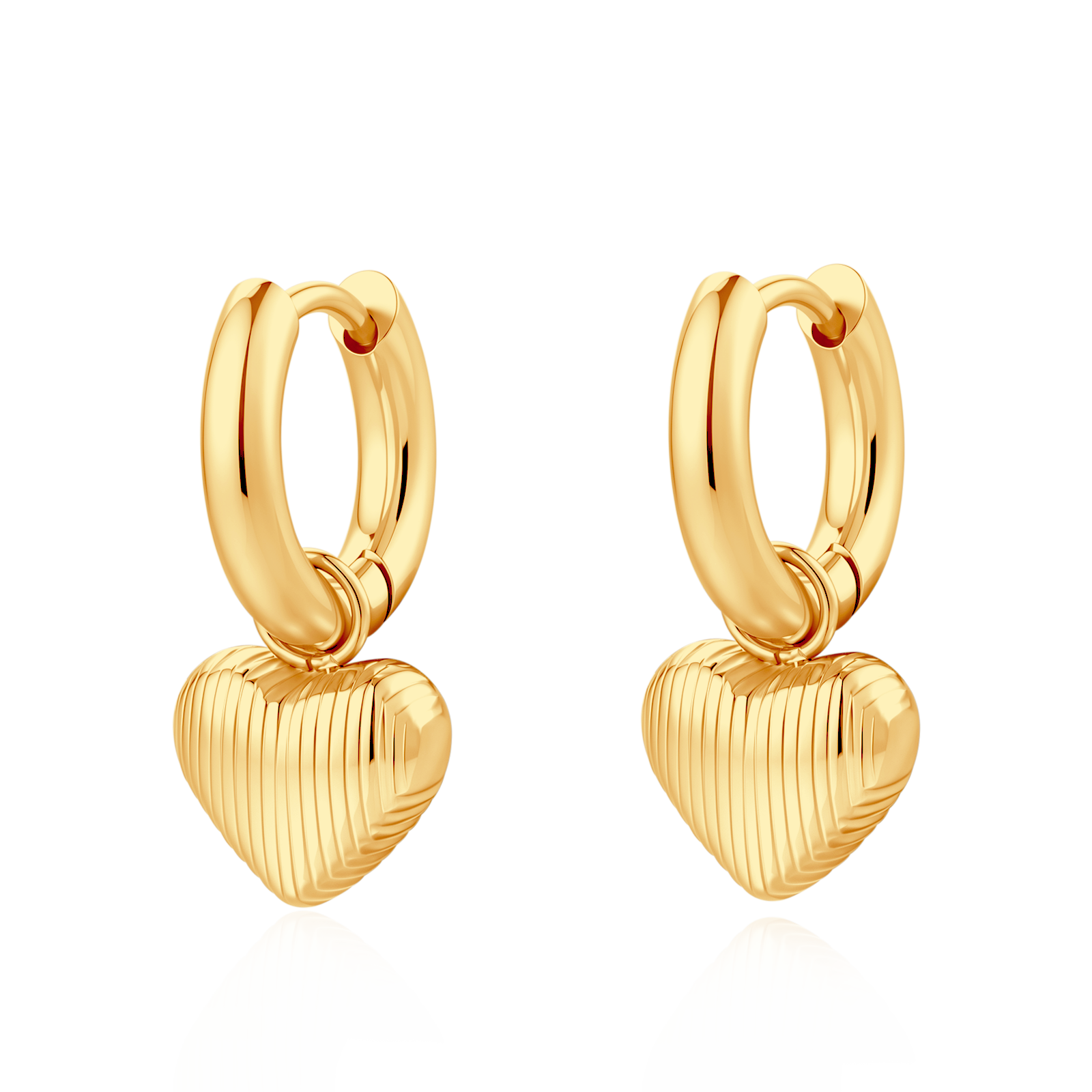 Volumetric Heart Hoop Earrings