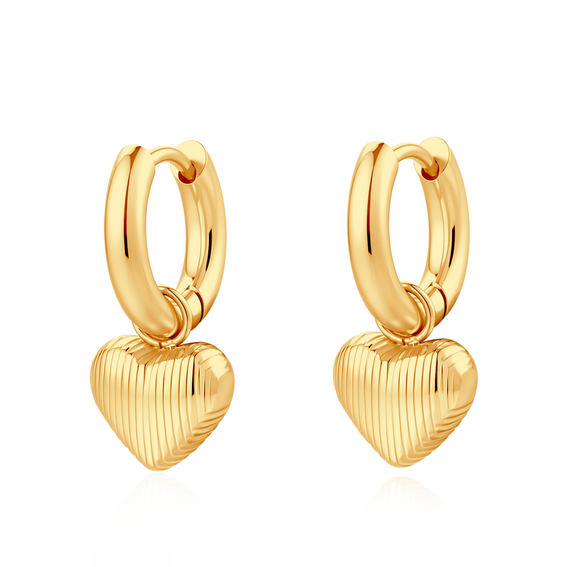 Volumetric Heart Hoop Earrings