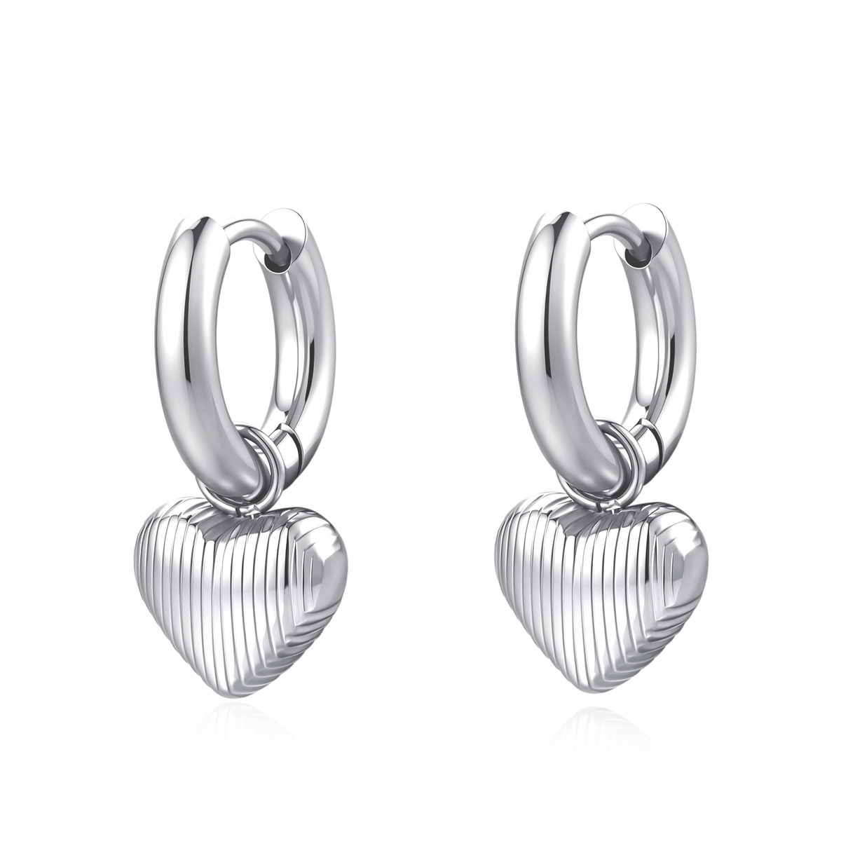 Volumetric Heart Hoop Earrings