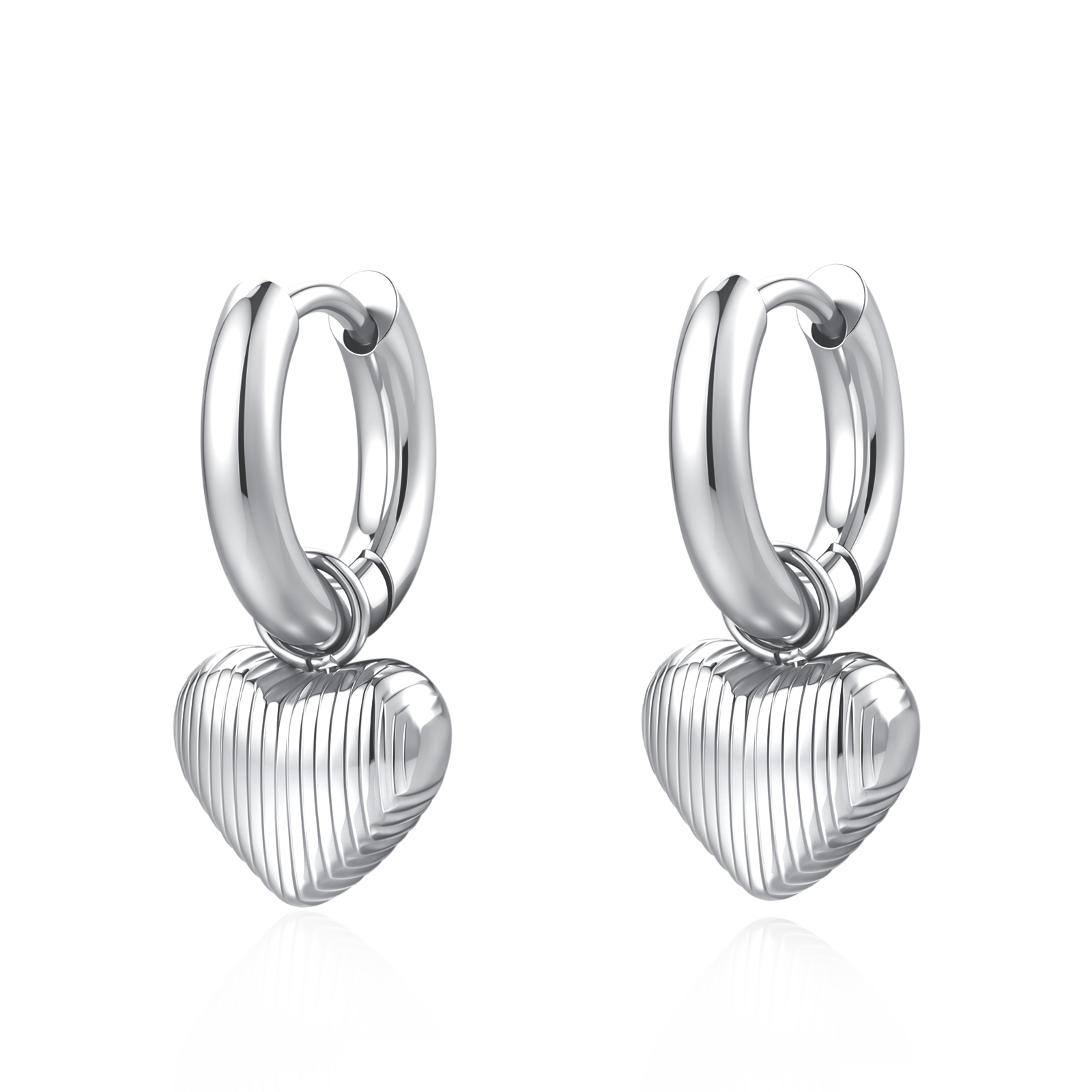 Volumetric Heart Hoop Earrings