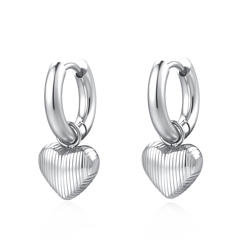 Volumetric Heart Hoop Earrings