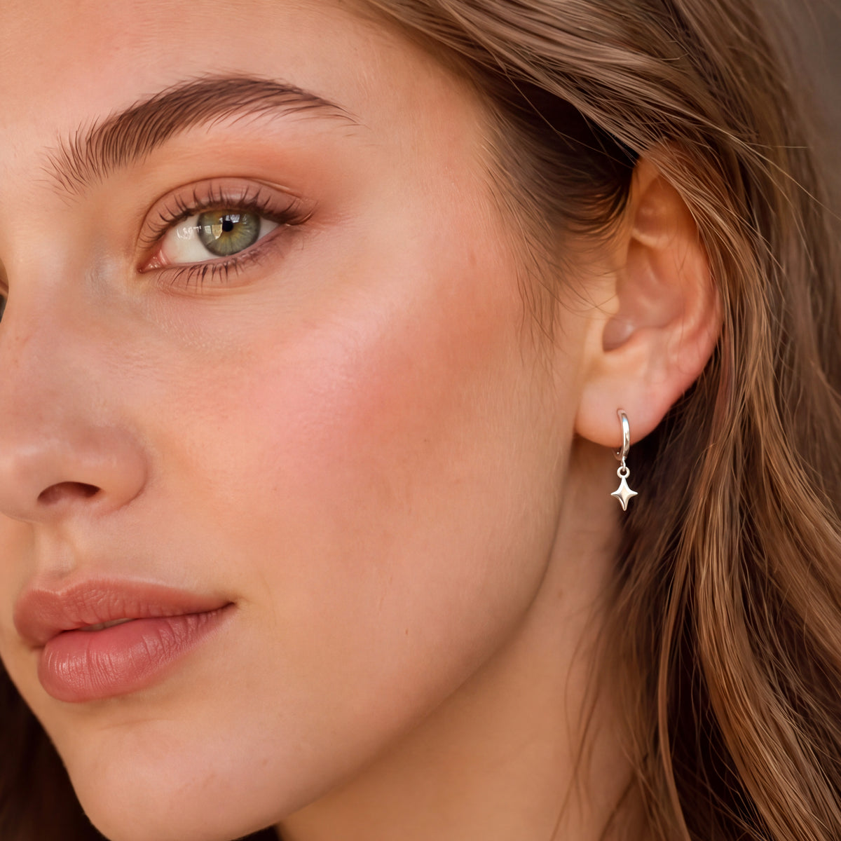 Star Sparkle Hoop Earrings