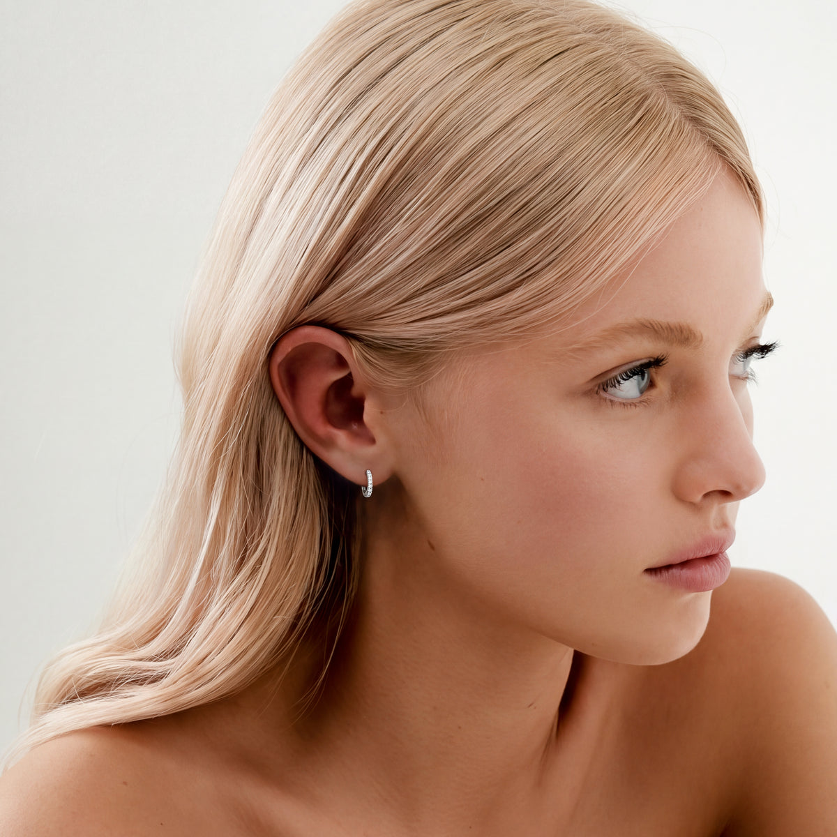 White Sparkle Hoop Earrings