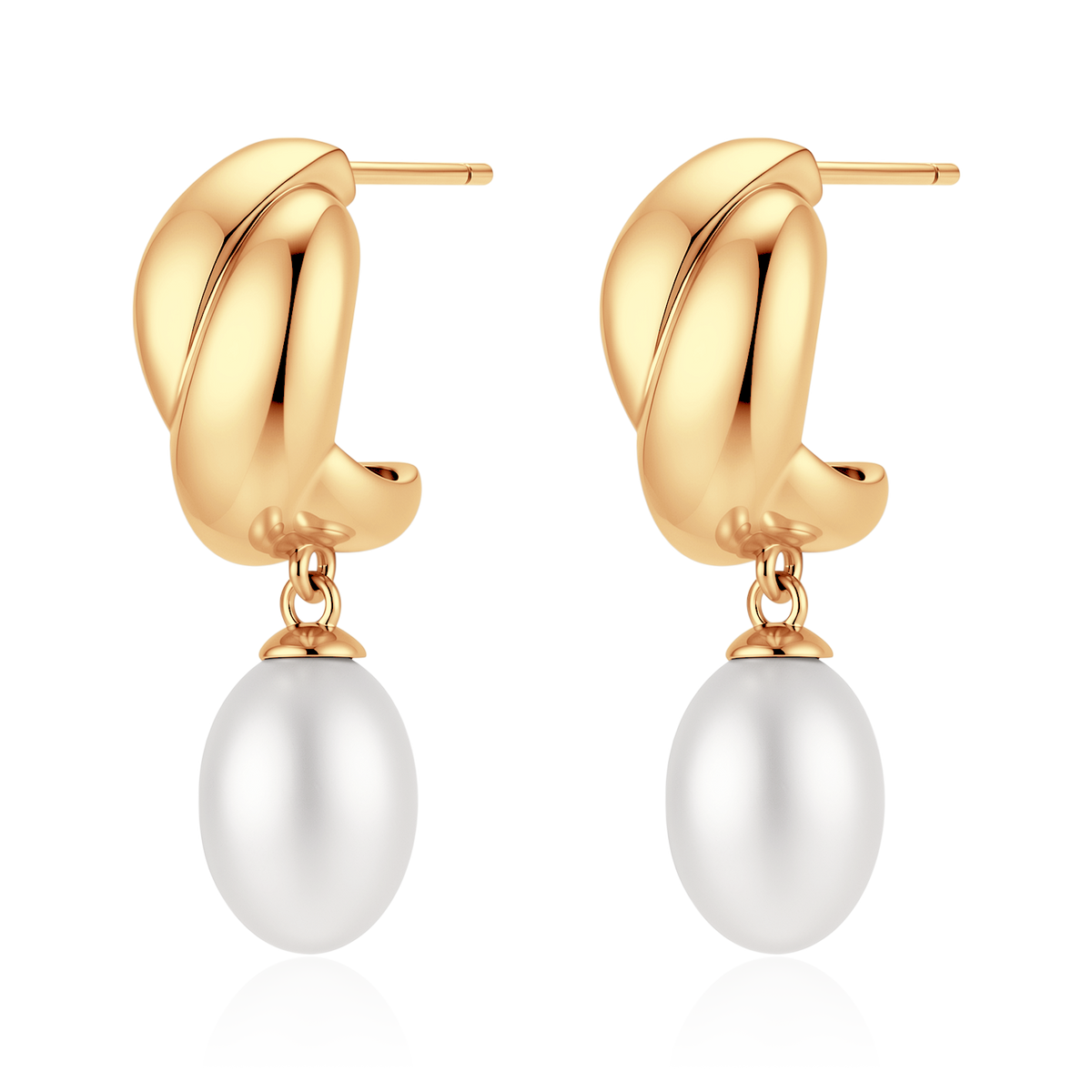 Half Ring Oval Pearl Earrings