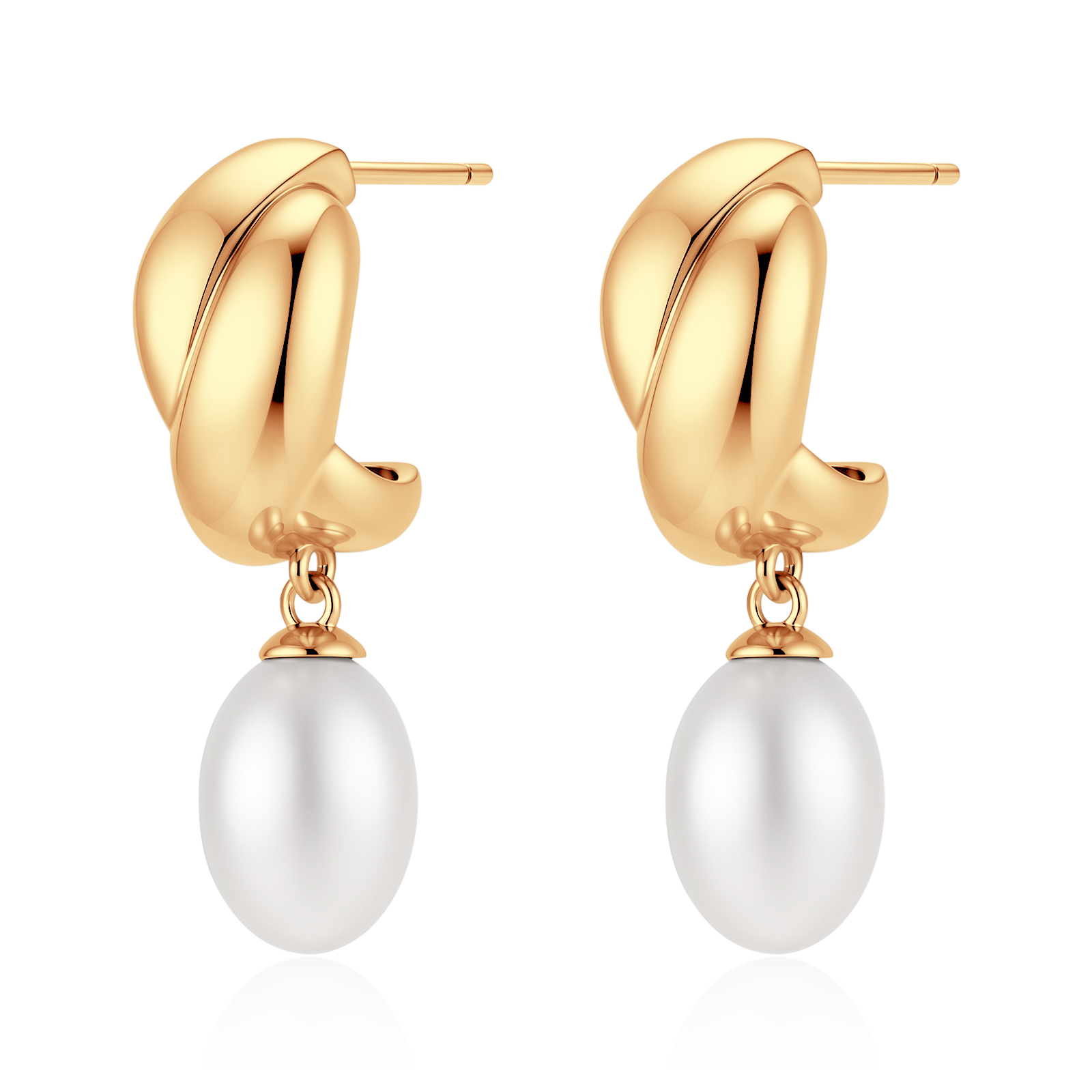 Half Ring Oval Pearl Earrings