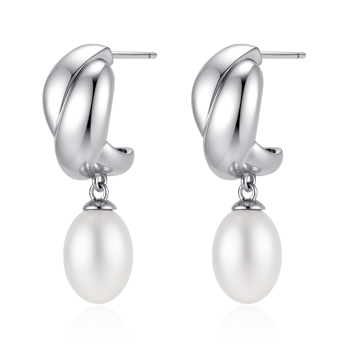 Half Ring Oval Pearl Earrings