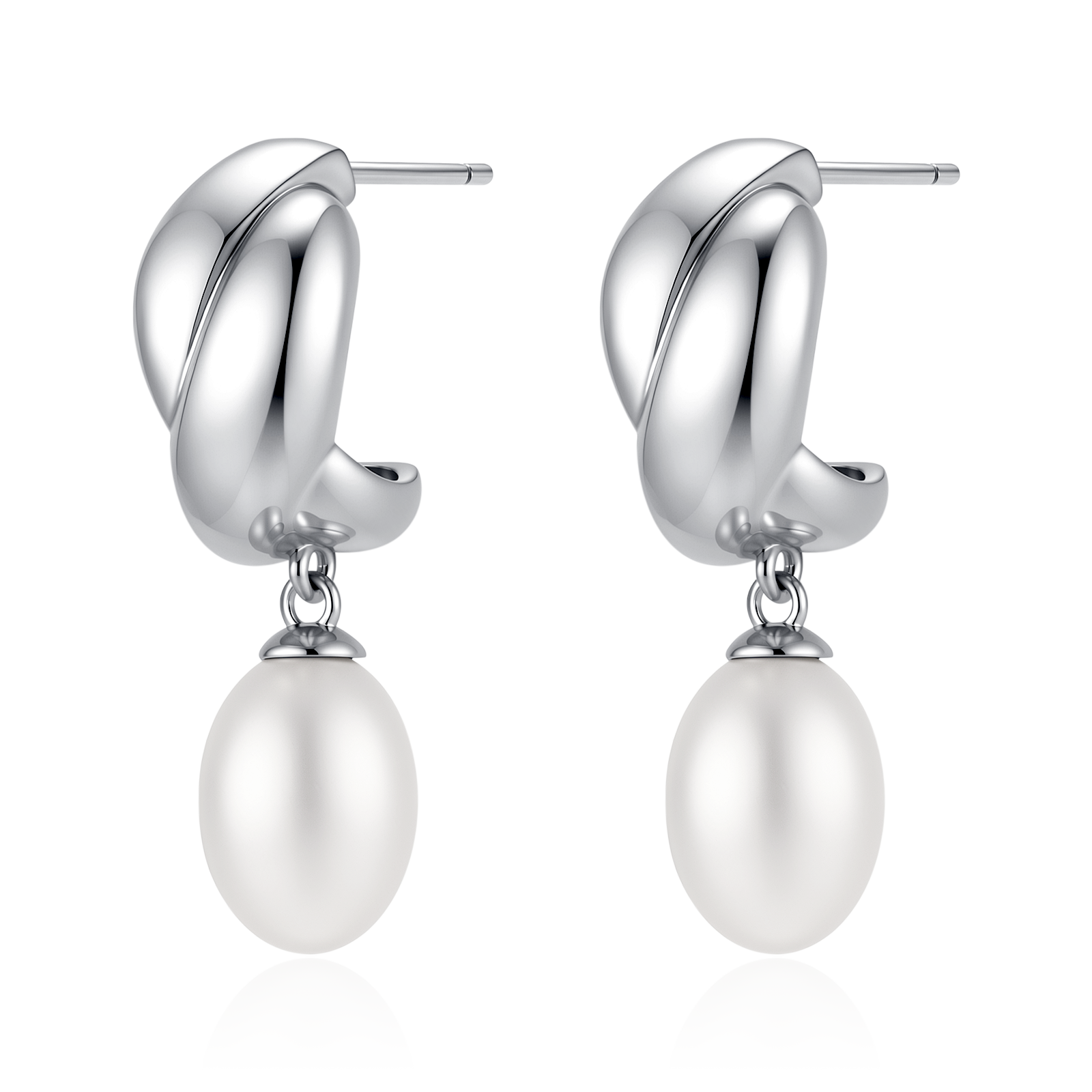 Half Ring Oval Pearl Earrings