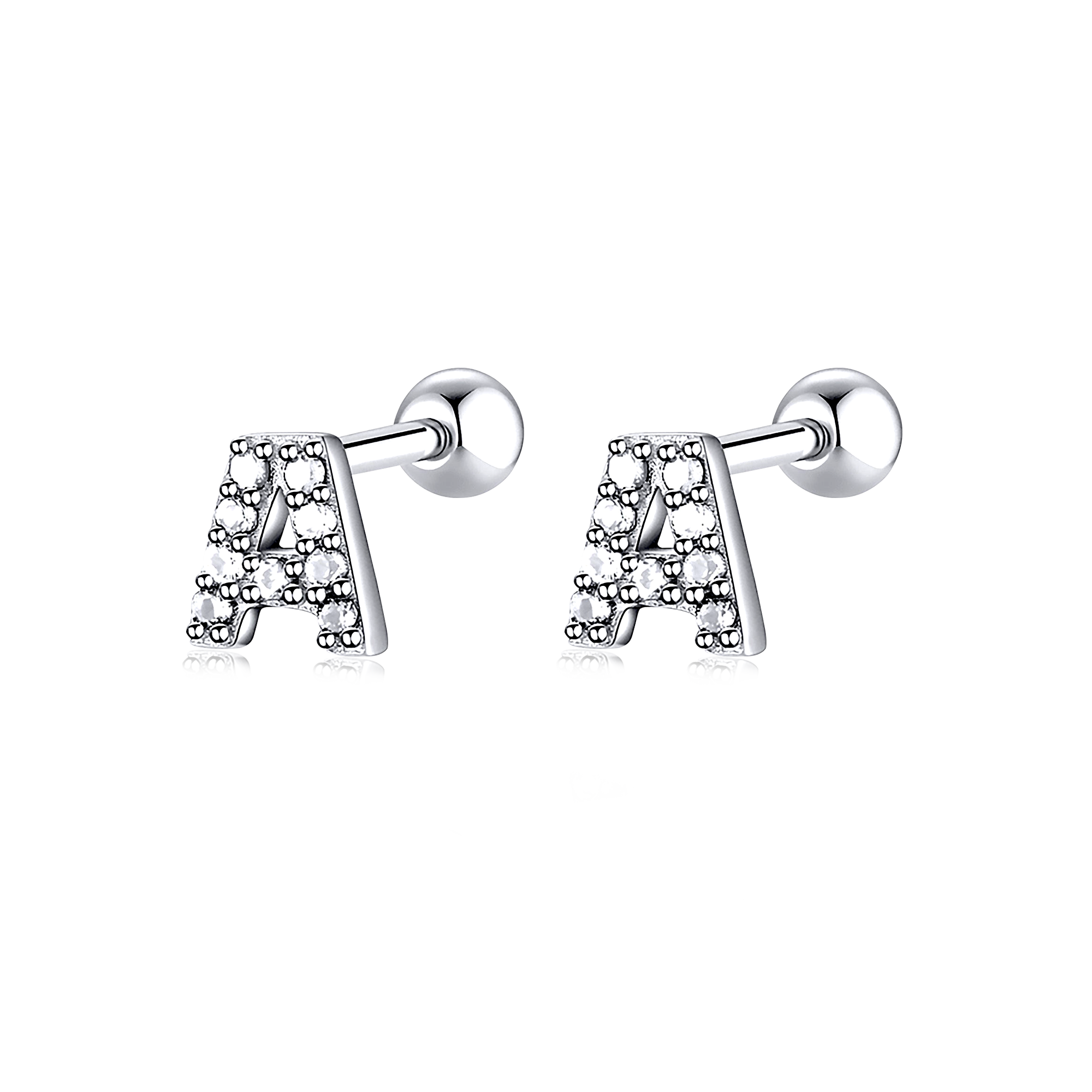 White Letters Earring