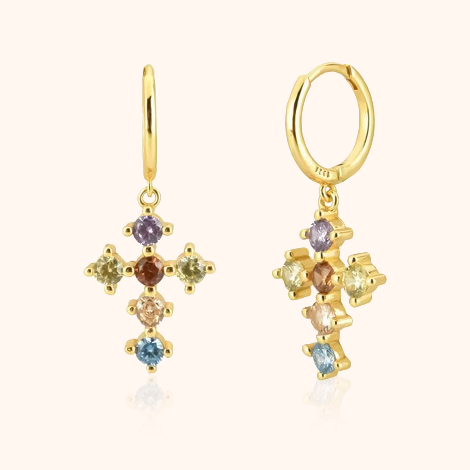 "Zirconia Cross" Earrings