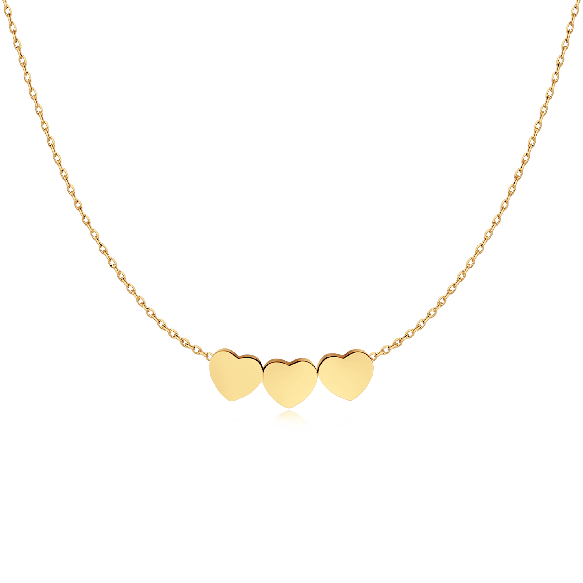 thumbnail image 2 of 14k Yellow Gold Filled Herringbone Necklace – I Love You 3 Hearts Pendant, 20 Inch 2 of 5