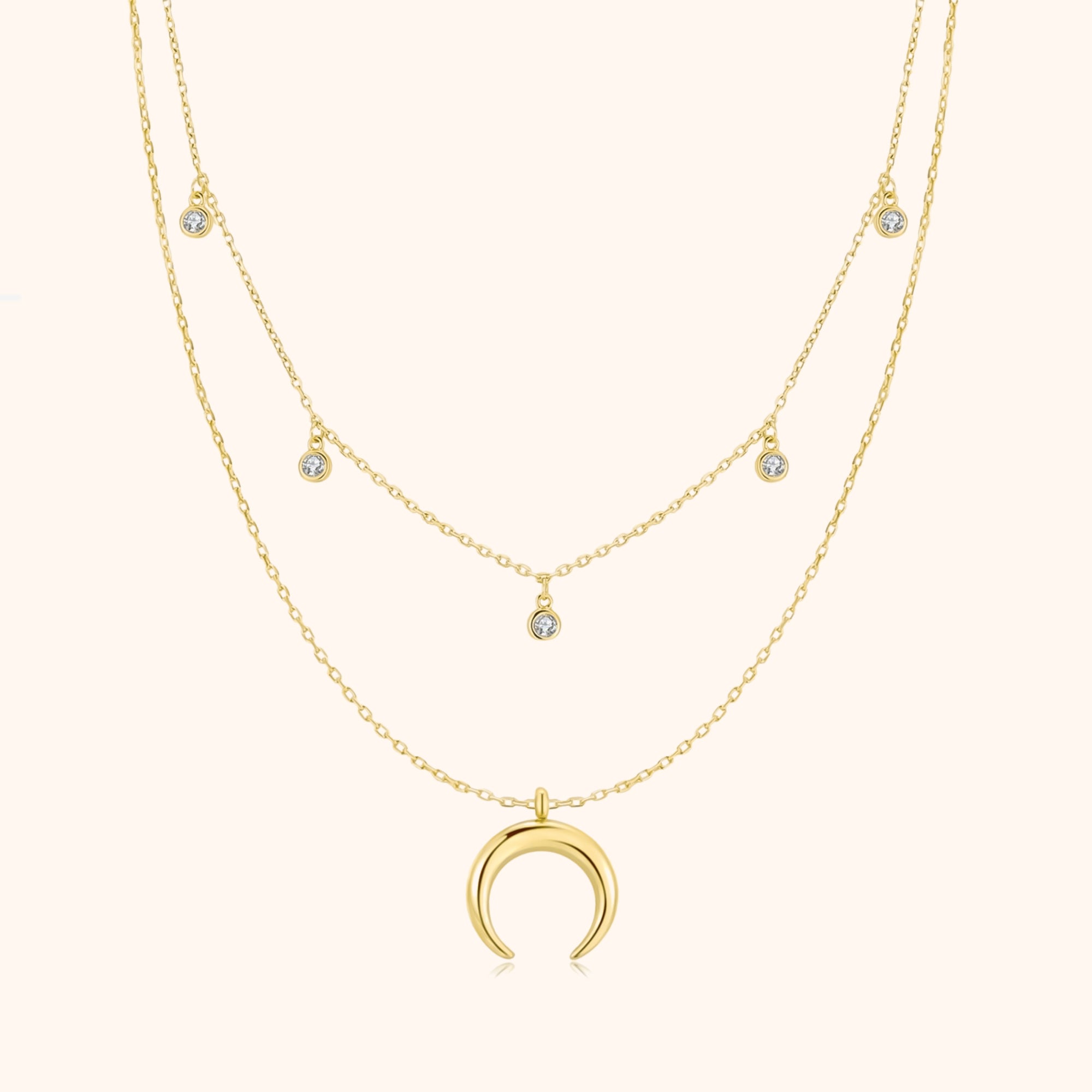 "Half Moon Zirconia" Necklace - SophiaJewels