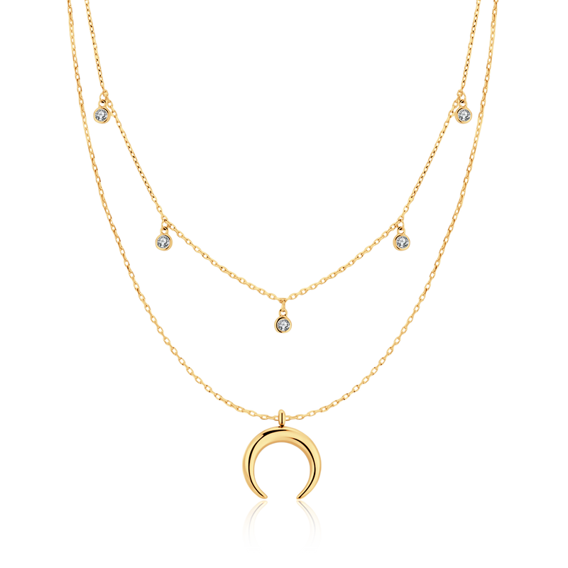 Half Moon Zirconia Necklace - SophiaJewels