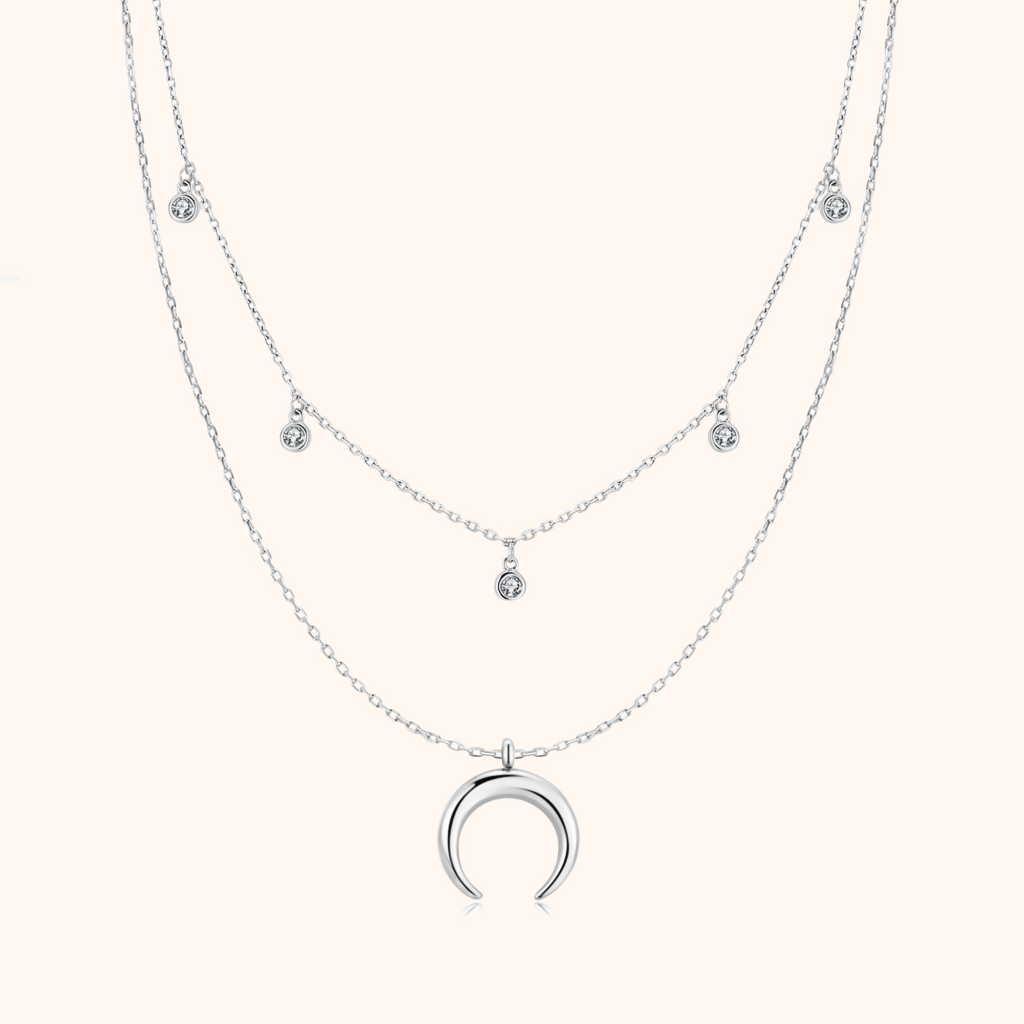 "Half Moon Zirconia" Necklace - SophiaJewels