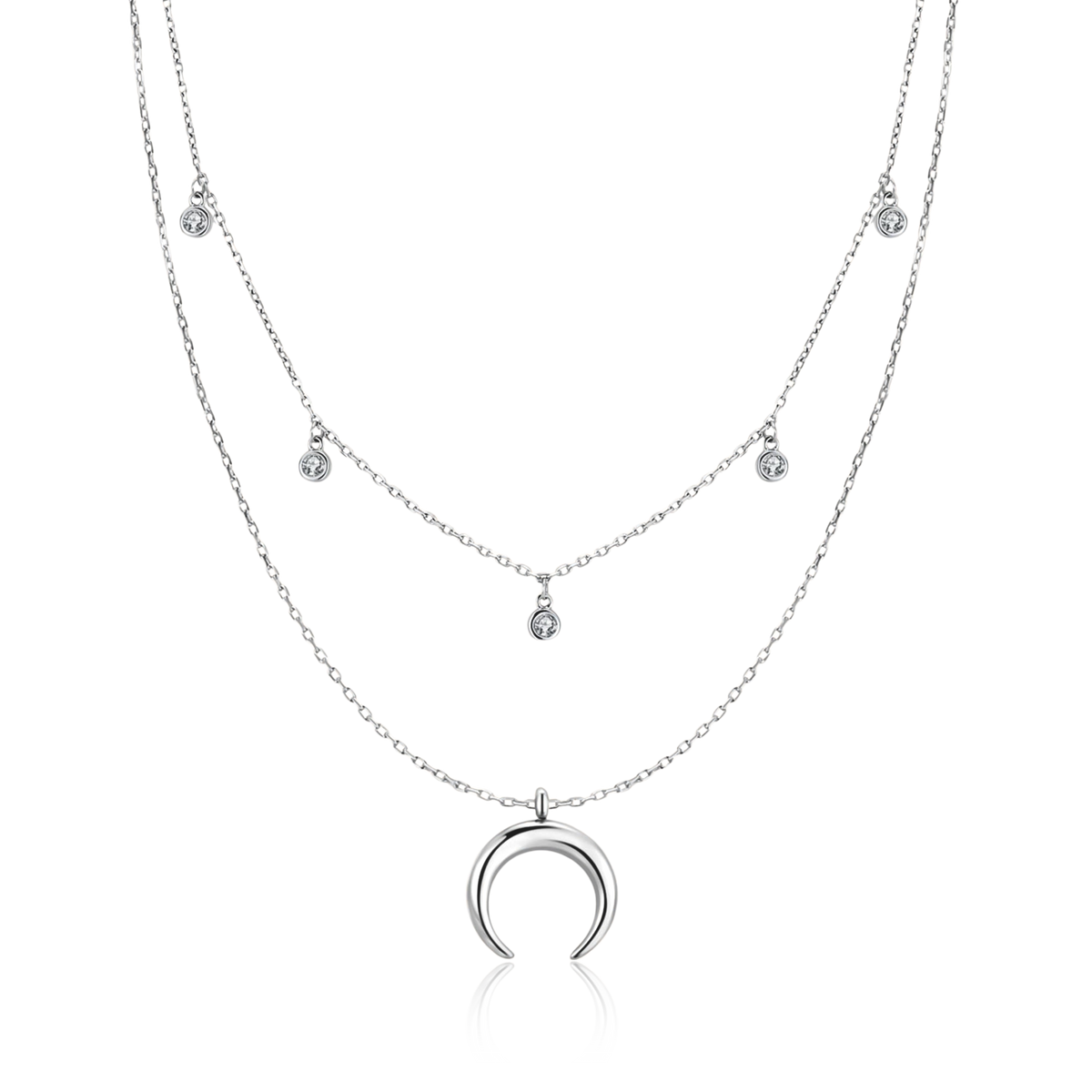 Half Moon Zirconia Necklace - SophiaJewels