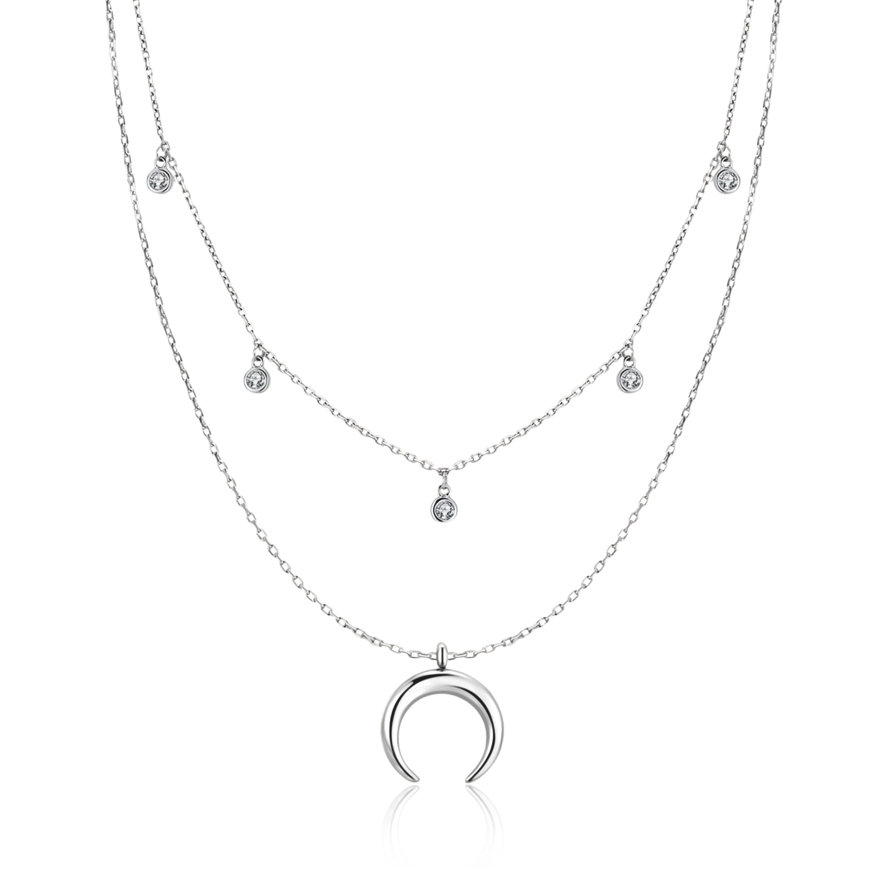 Half Moon Zirconia Necklace - SophiaJewels