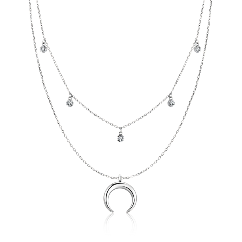 Half Moon Zirconia Necklace - SophiaJewels