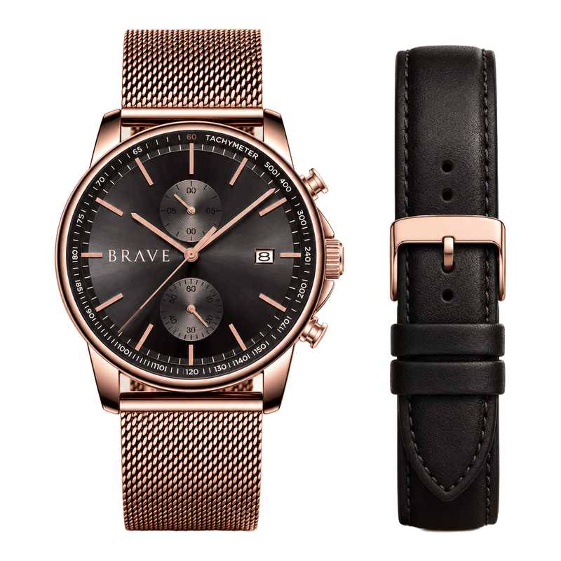 Atlantis ~ Rose Gold-Black Watch BRAVE