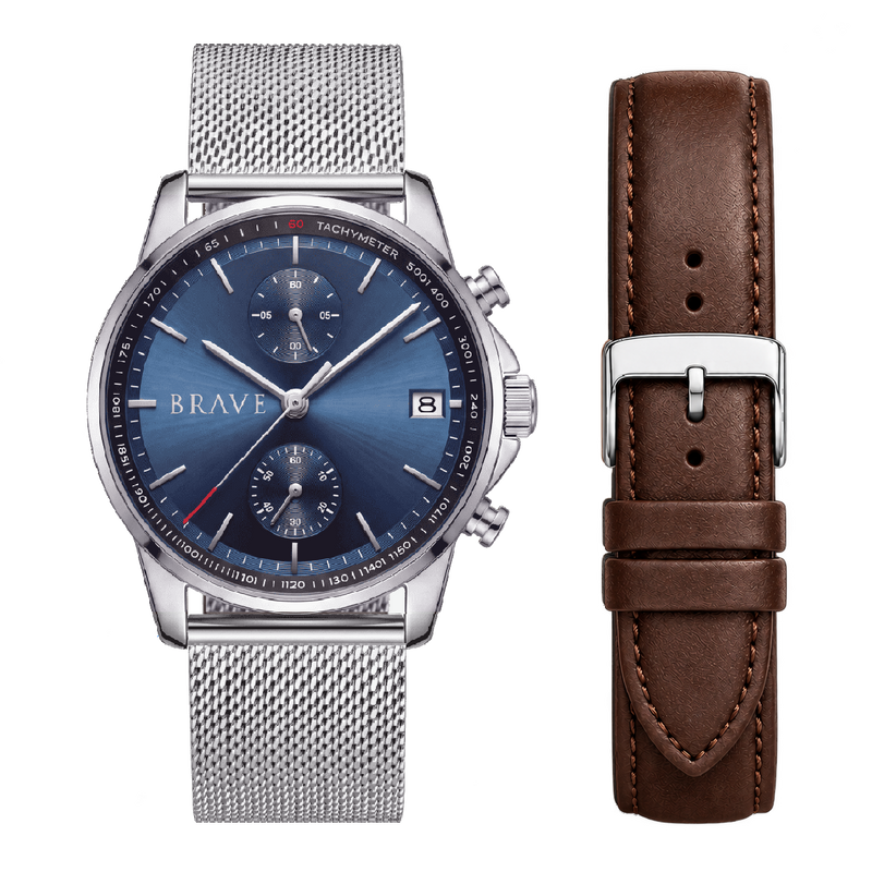 Atlantis ~ Silver-Dark Blue Watch BRAVE