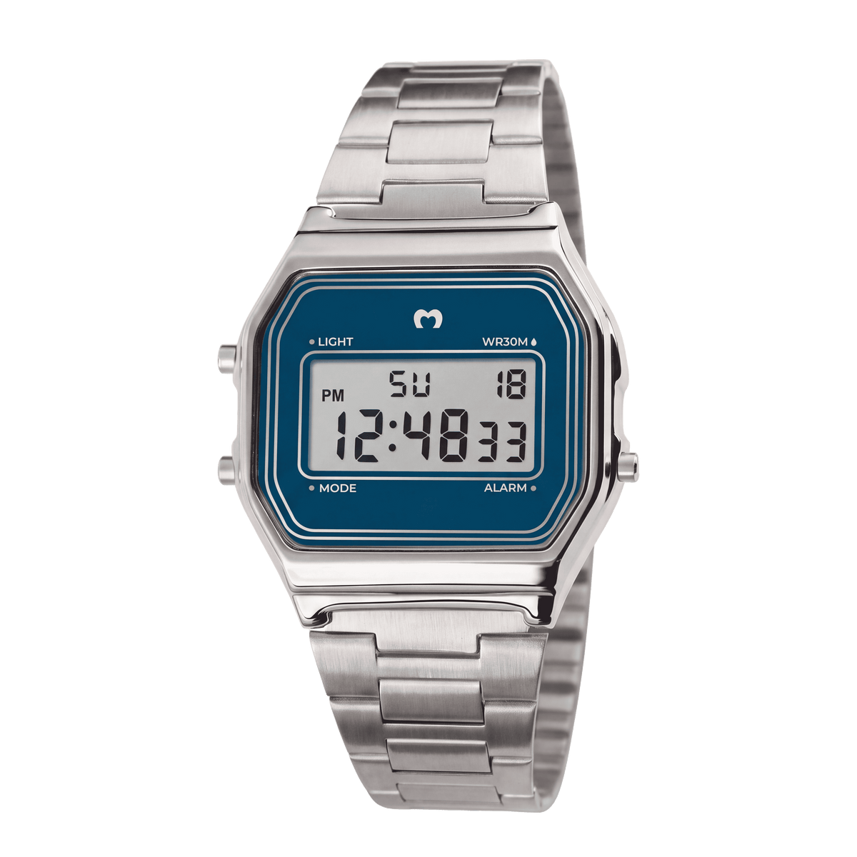 Vintage Digital Watch ~ Silver-Navy Blue