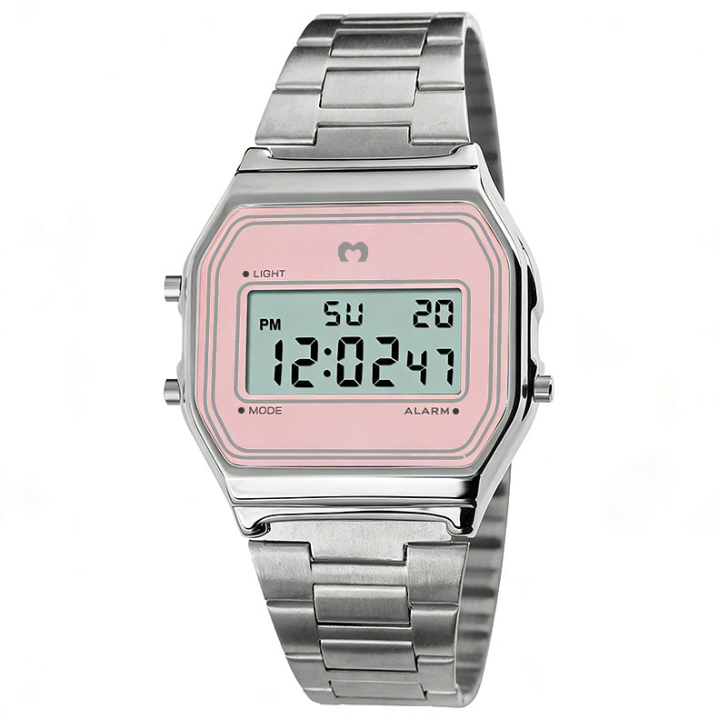 Vintage Digital Watch ~ Silver-Pink