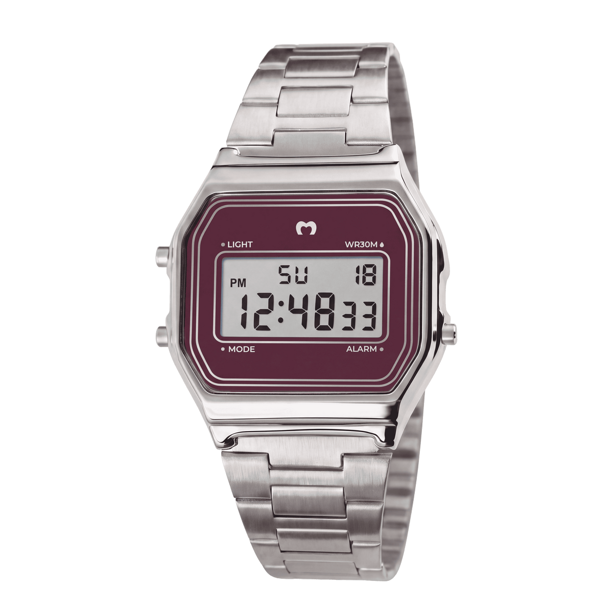 Vintage Digital Watch ~ Silver-Wine