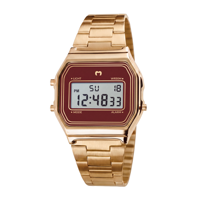 Vintage Digital Watch ~ Gold-Red