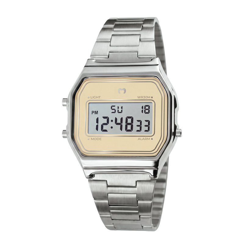 Vintage Digital Watch ~ Silver-Beige