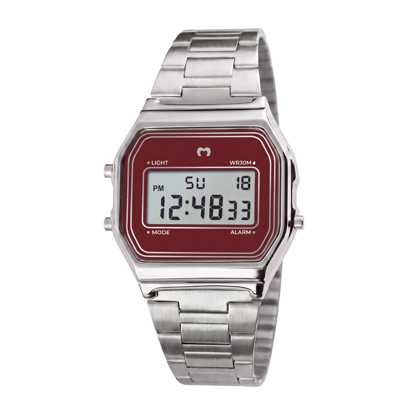 Vintage Digital Watch ~ Silver-Red