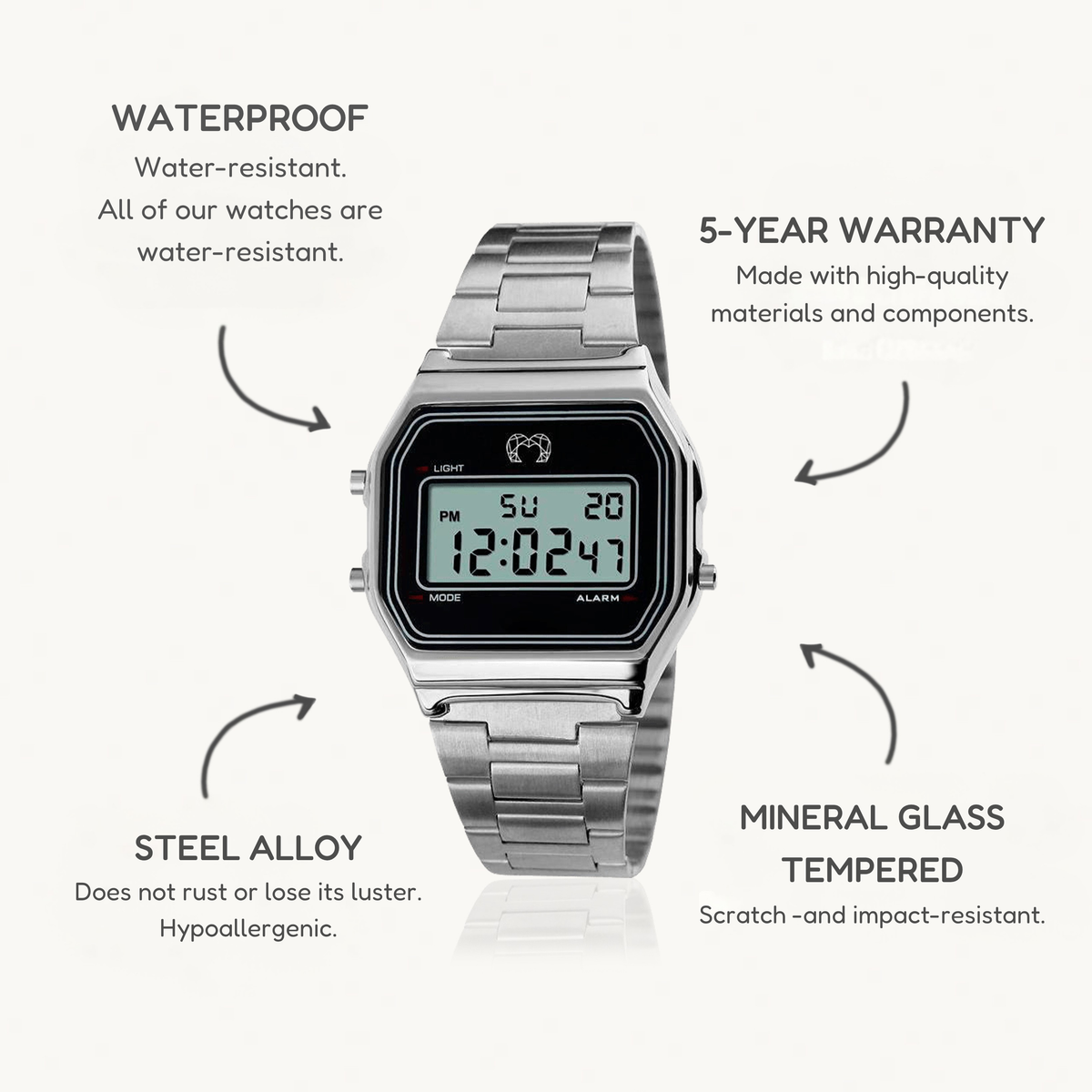Vintage Digital Watch ~ Silver