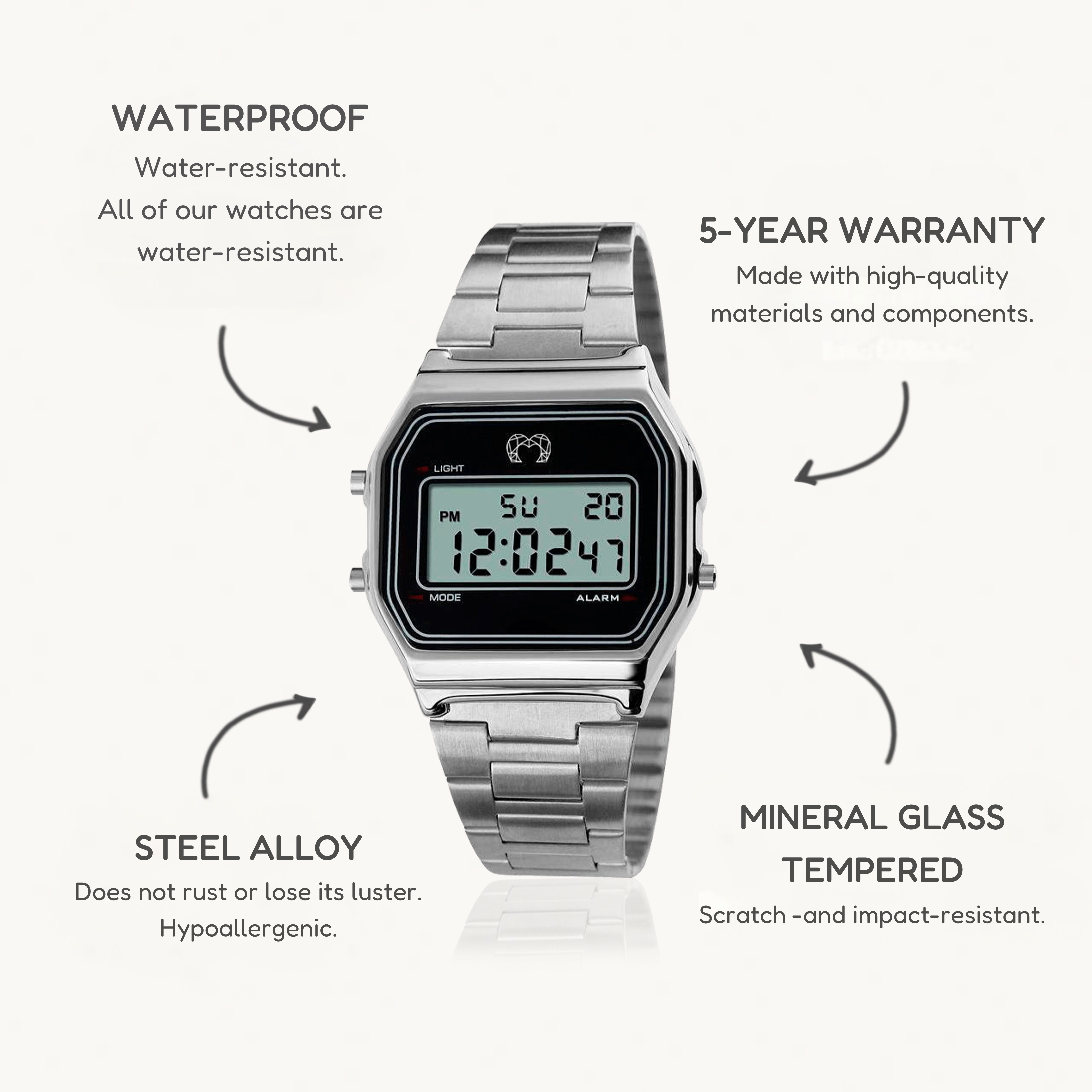 Vintage Digital Watch ~ Silver