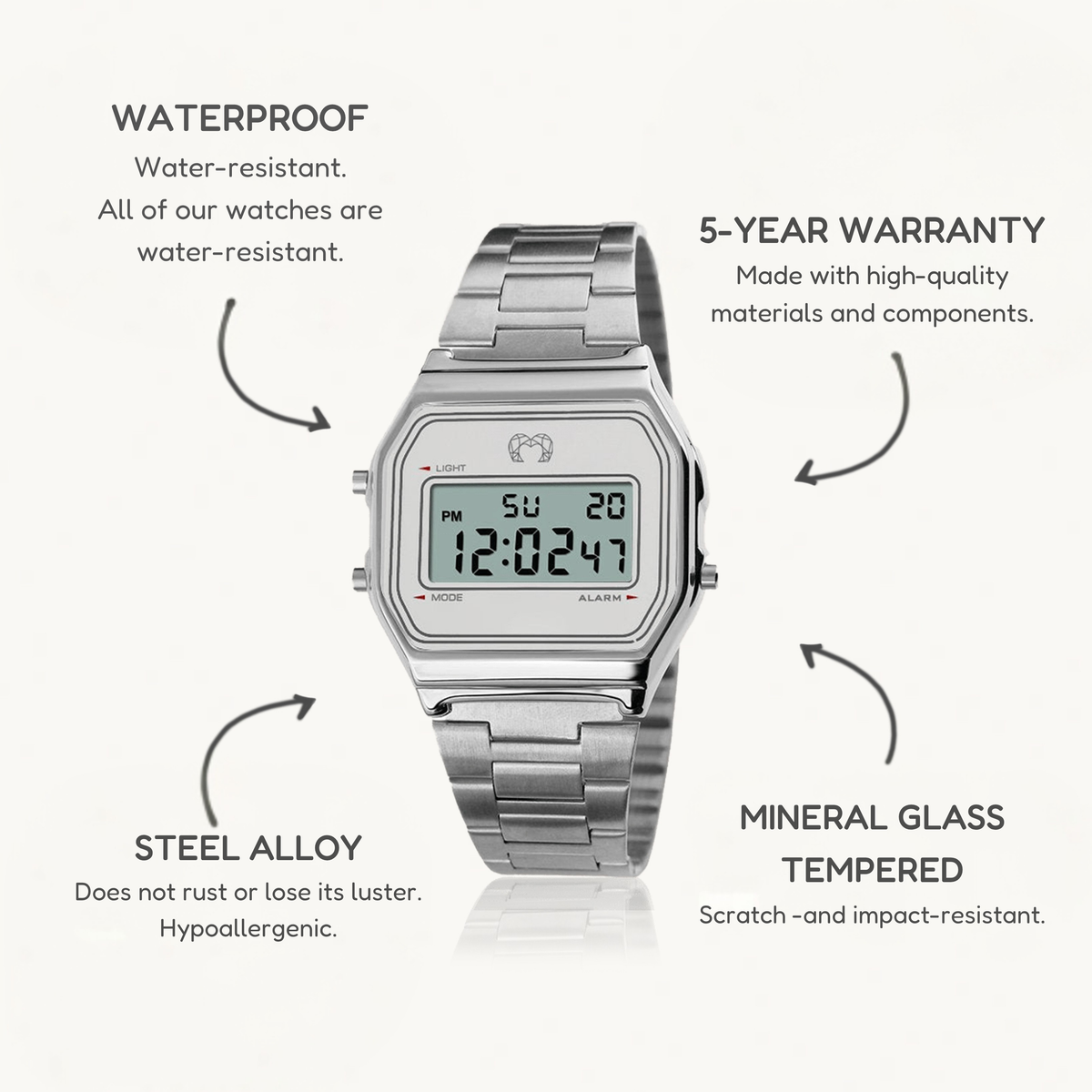 Vintage Digital Watch ~ Silver