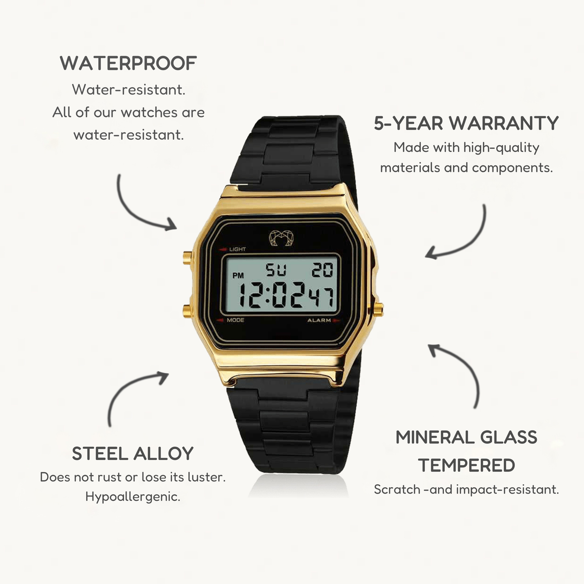 Vintage Digital Watch ~ BlackGold