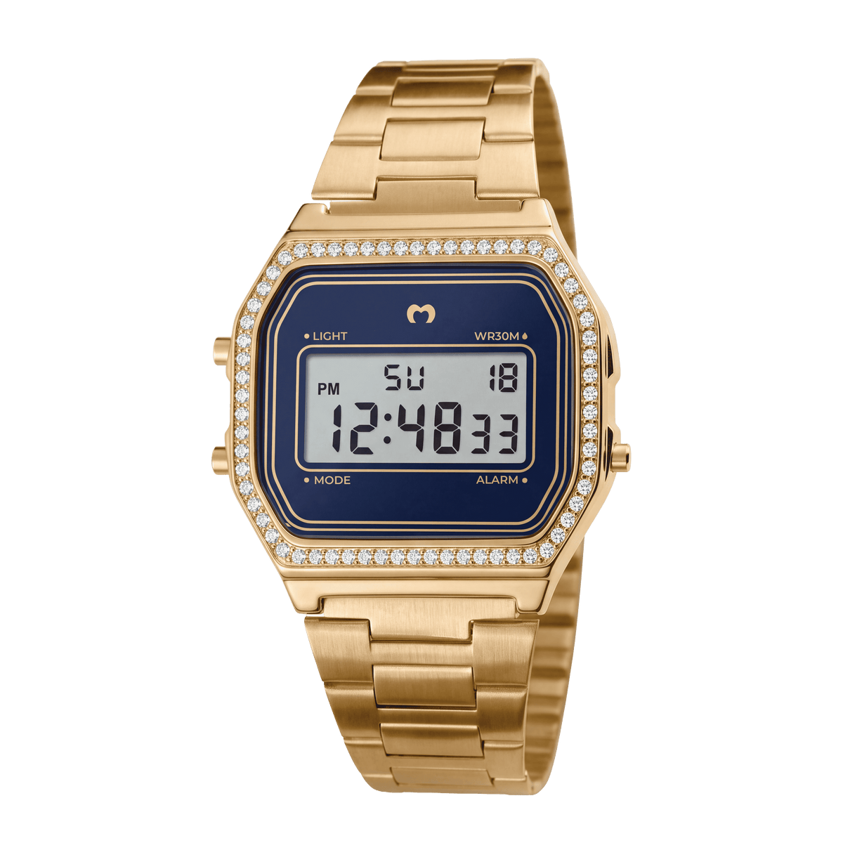Vintage Glitter Digital Watch ~ Gold-Navy Blue