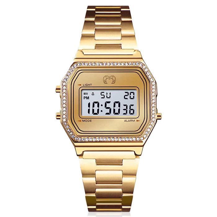 Vintage Glitter Digital Watch ~ Gold