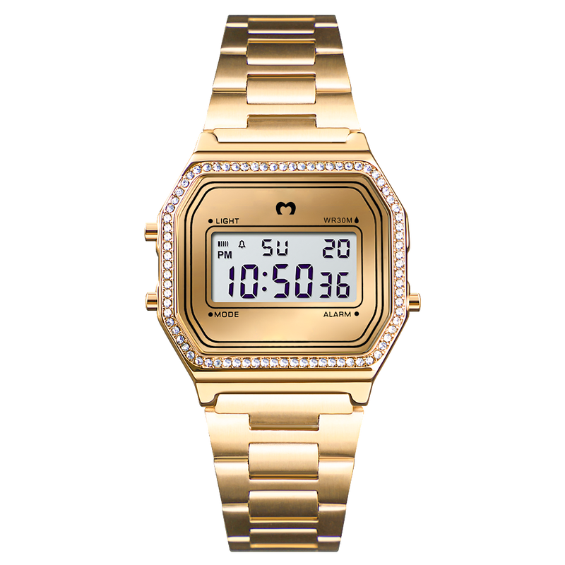 Vintage Glitter Digital Watch ~ Gold