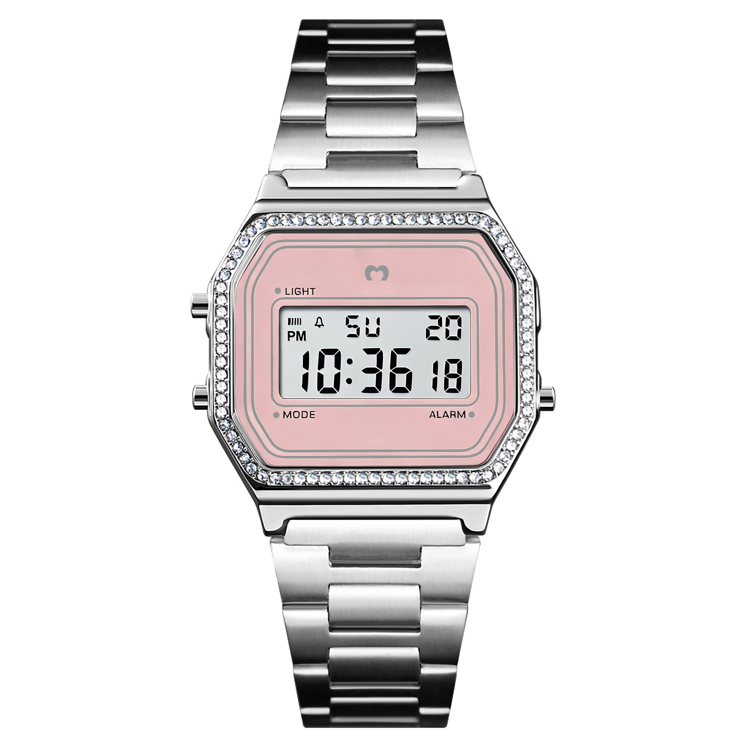 Vintage Glitter Digital Watch ~ Silver-Pink