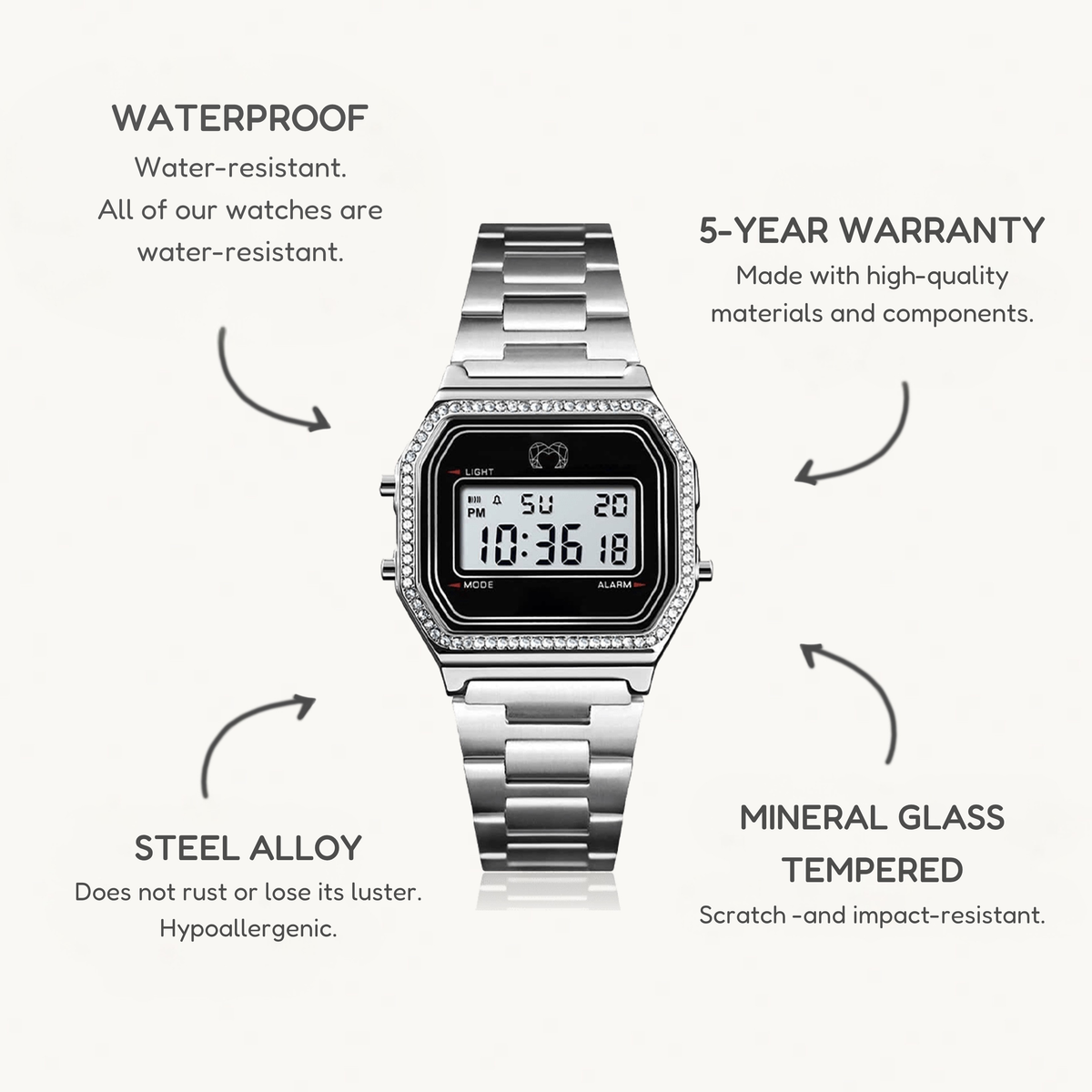 Vintage Glitter Digital Watch ~ Silver