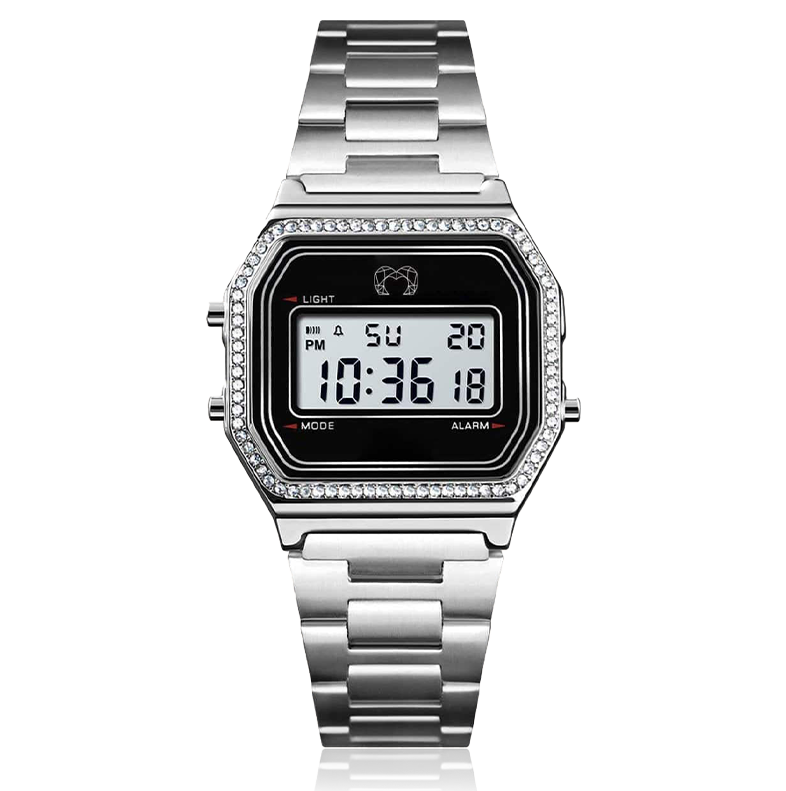 Vintage Glitter Digital Watch ~ Silver - SophiaJewels