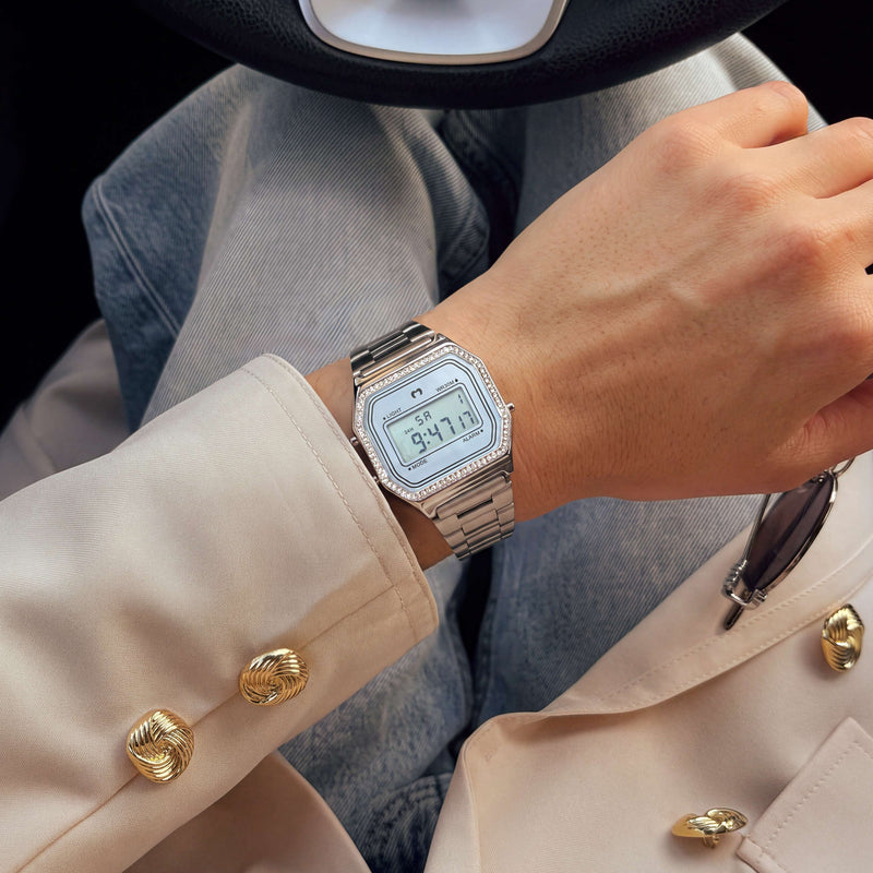 Vintage Glitter Digital Watch ~ Silvery