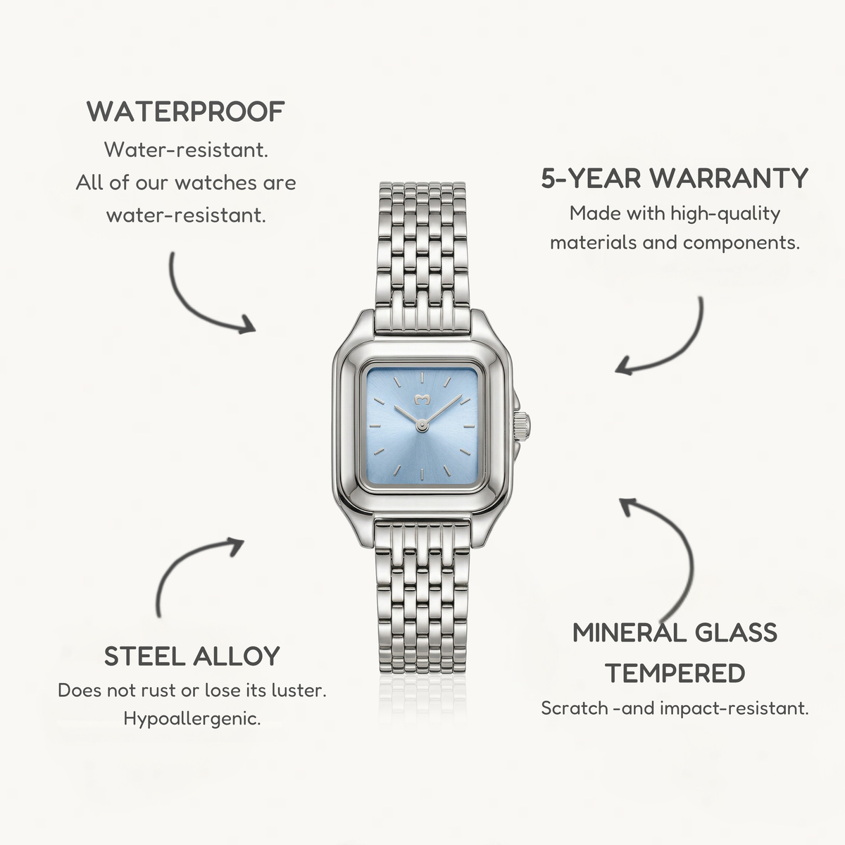 Hampton Watch ~ Silver-Soft Blue