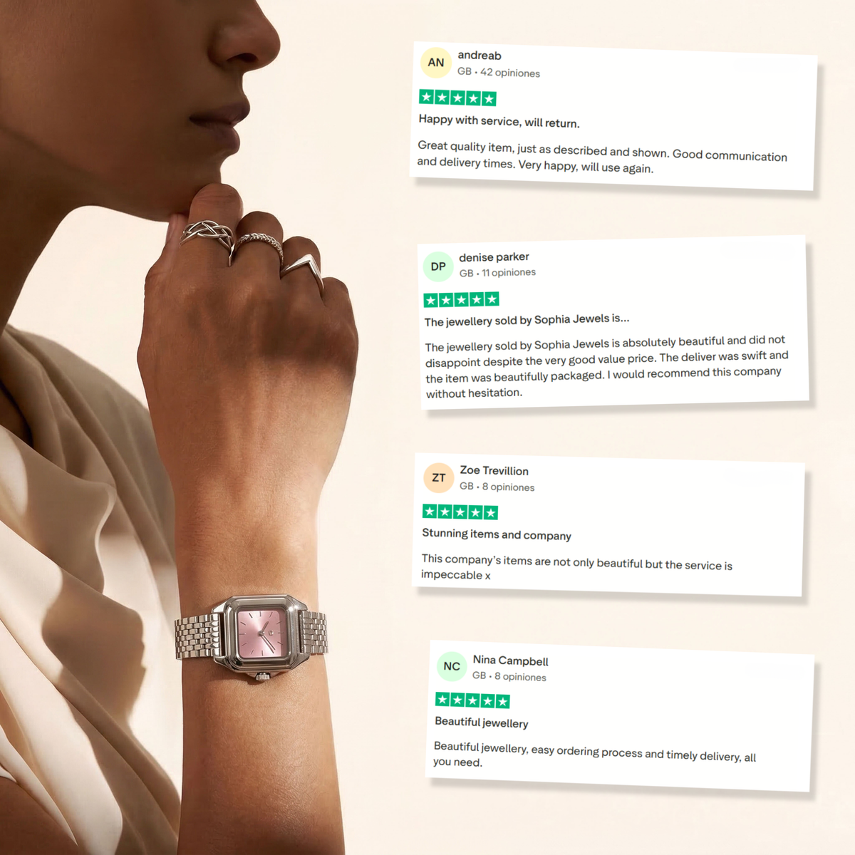 Hampton Watch ~ Silver-Pink