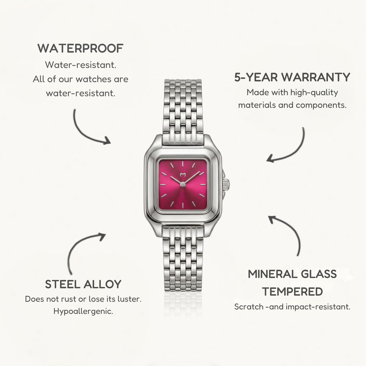 Hampton Watch ~ Silver-Garnet