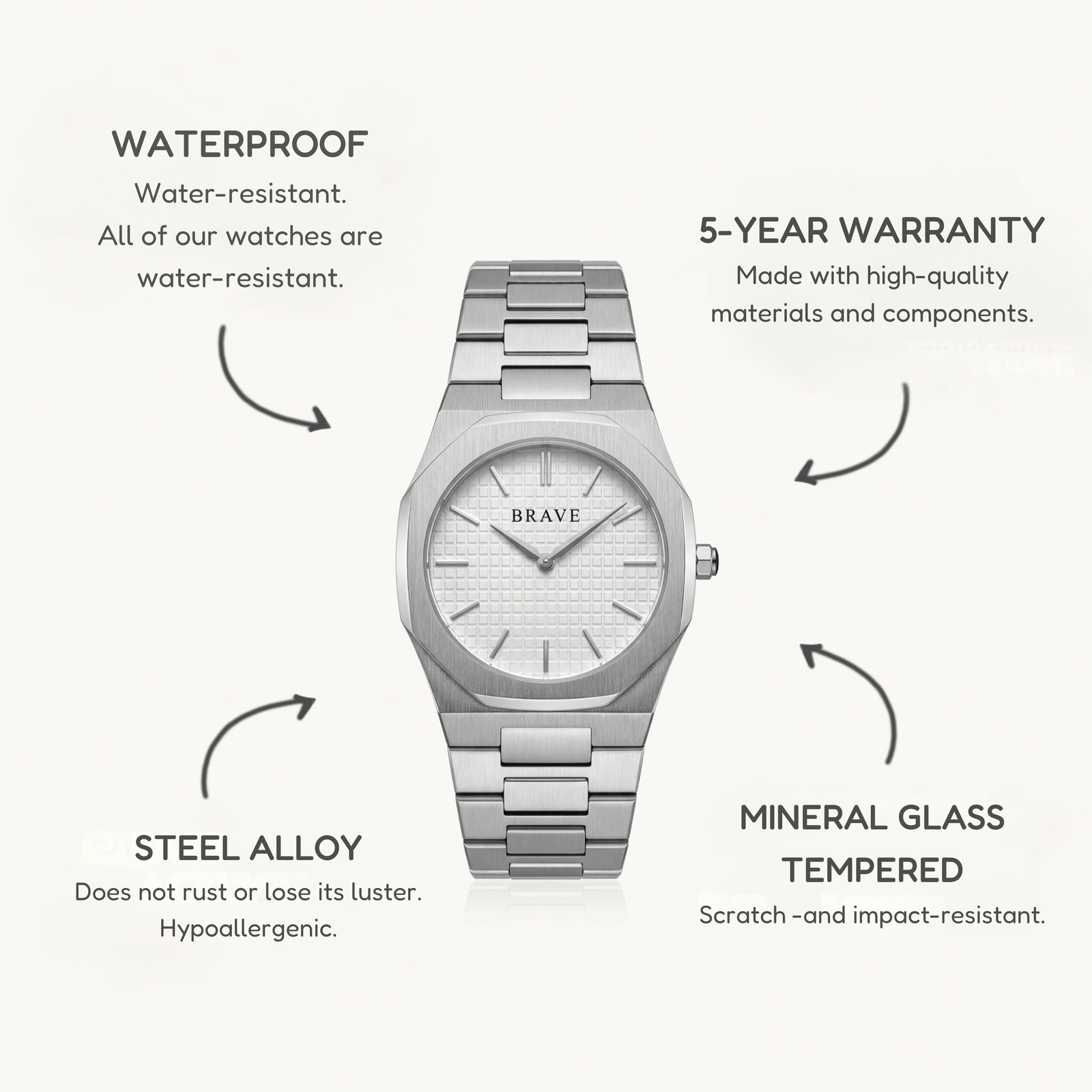 Empire ~ Silver-White Watch BRAVE