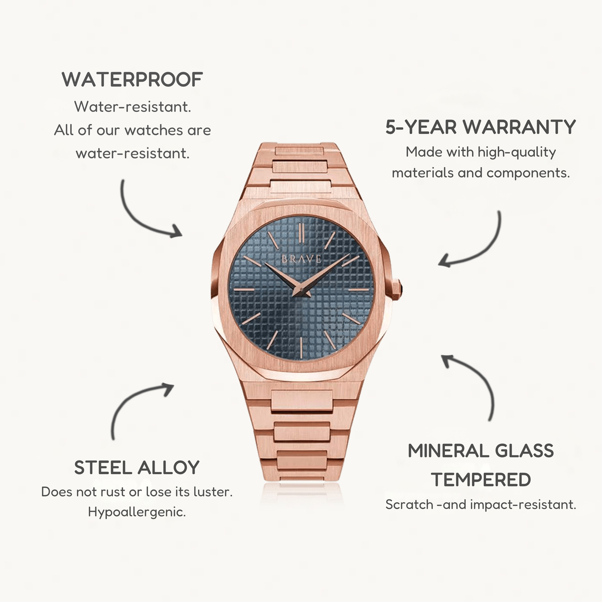 Empire ~ Rose Gold-Blue Watch BRAVE