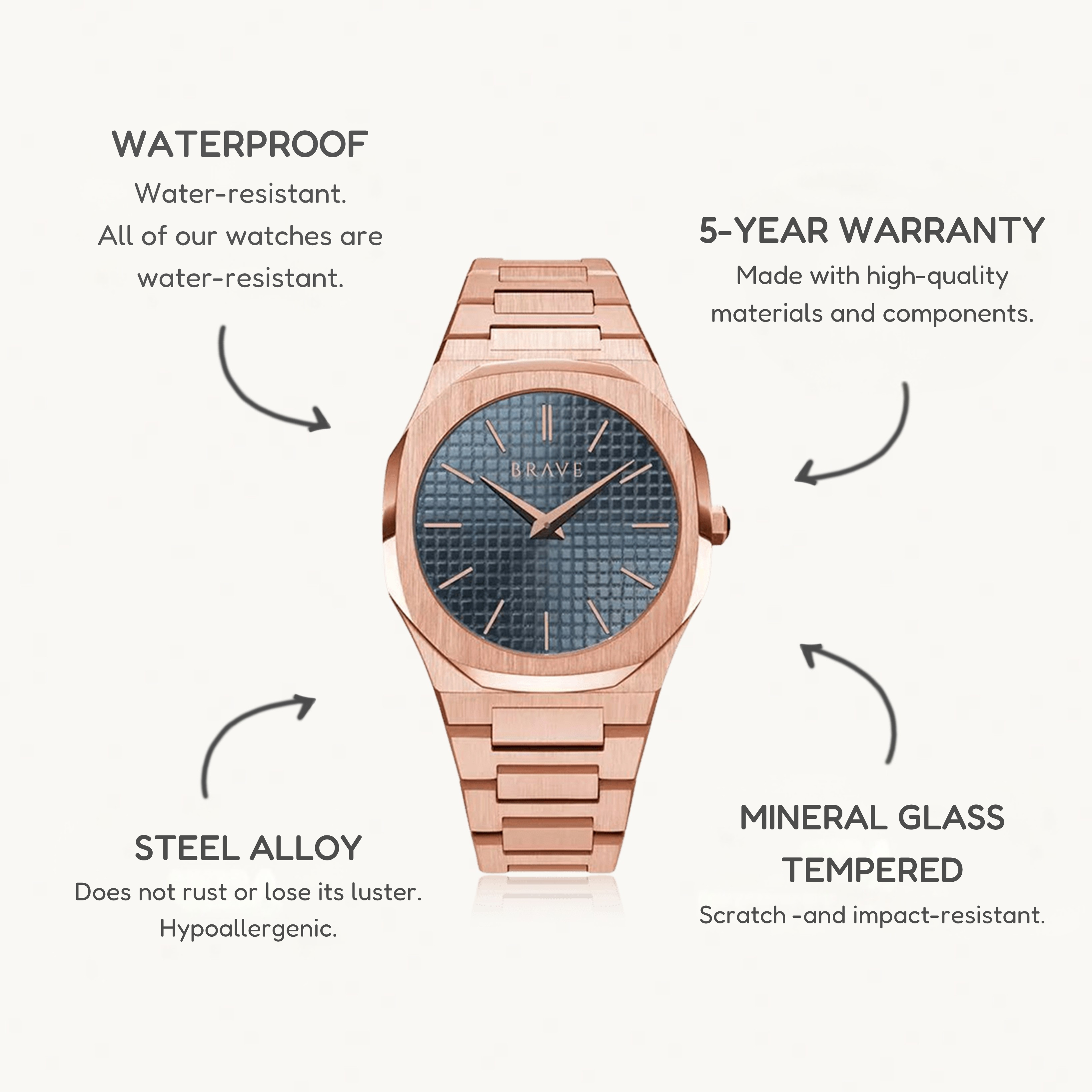Empire ~ Rose Gold-Blue Watch BRAVE