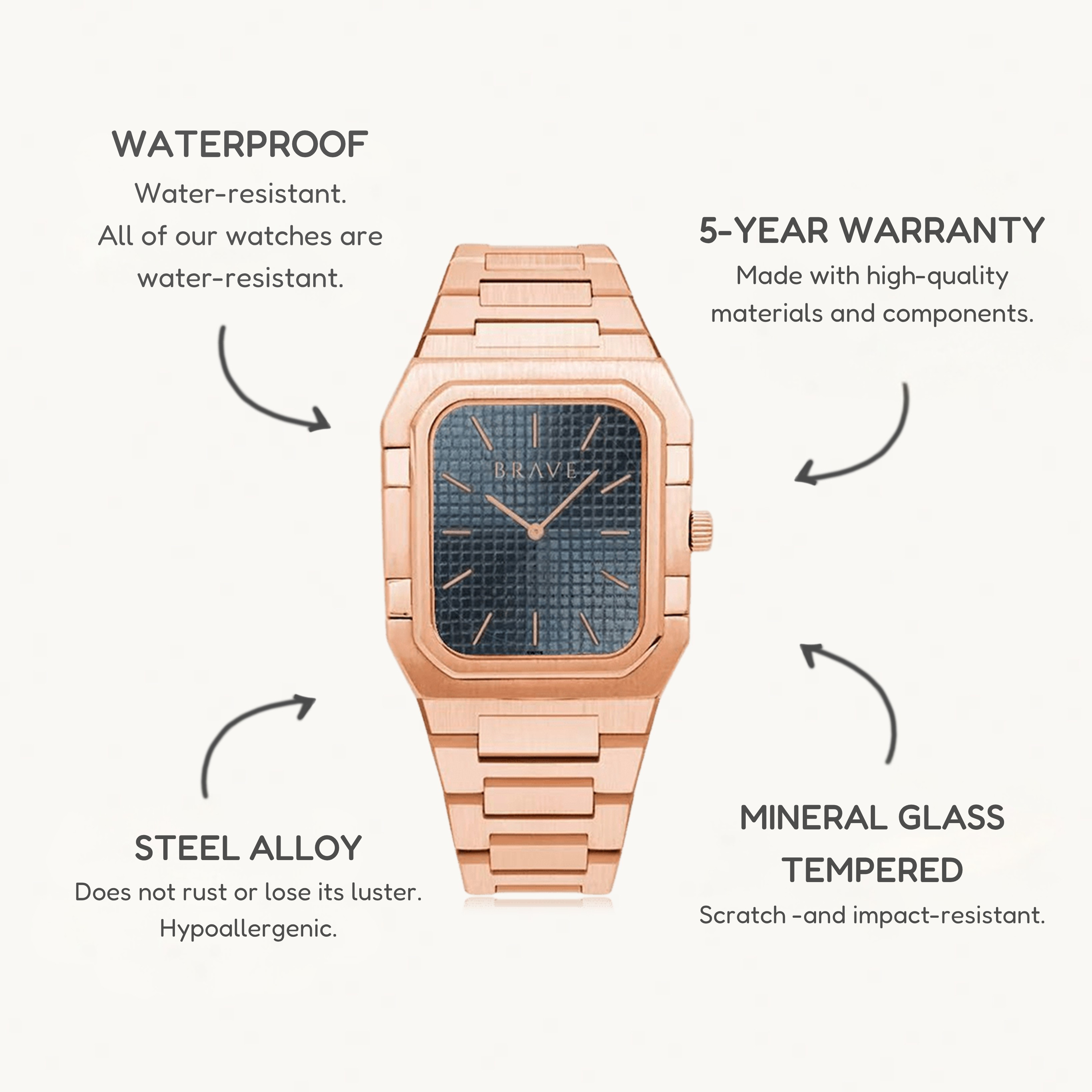 Brando ~ Rose Gold-Blue Watch BRAVE